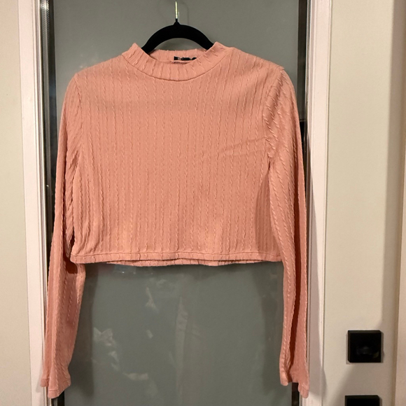 Hunter & Brown Women’s Two-Piece Knit Set Pink Cable-Knit Size XL Crop Top Wide- - Picture 3 of 10